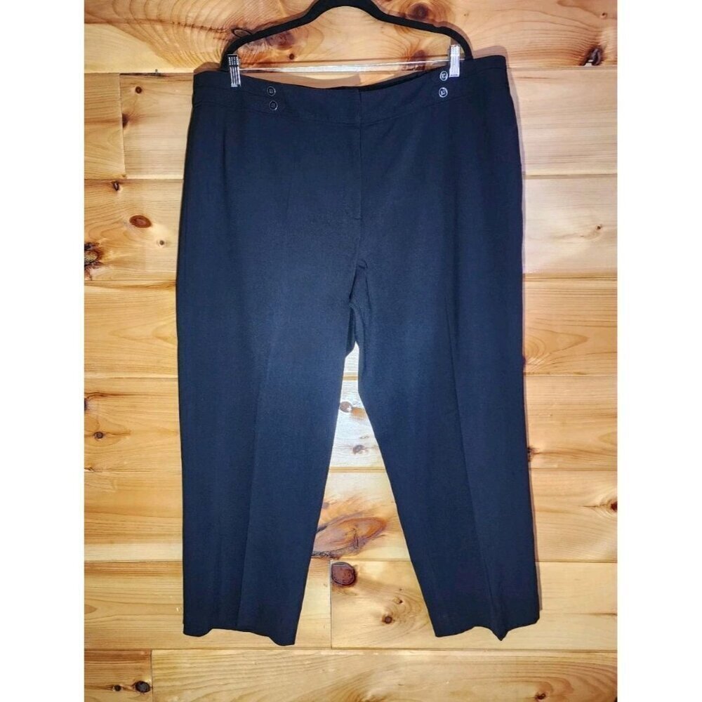 New Directions Womens Size 22 Black Dress Pants 4 Button Front Tab Flat Front
